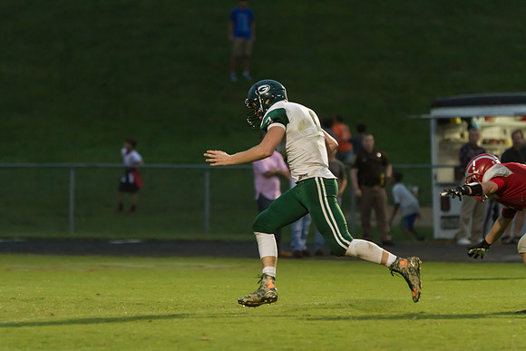 Remington Stanley catches pass above Bradley Lythgoe then goes i
